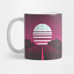 Synthwave highway sun Mug